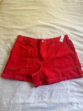 GAP High-Waist Red Patch-Pocket Shorts